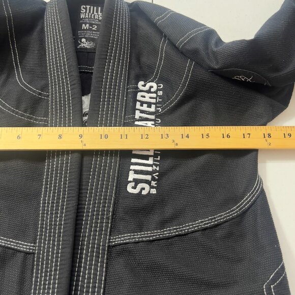 Kids Still Waters Brazilian Jiu-Jitsu Gi Kimono Top Black White Stitching Sz M 2 - Picture 12 of 12